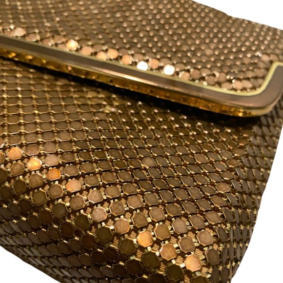 VINTAGE Bronze Metal Mesh Purse Handbag Bag Disco Envelope Clutch X Body - Picture 4 of 7